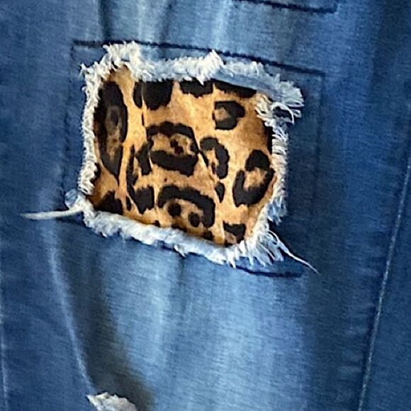L&B Leopard patch work cropped jeans Size 22 - Picture 6 of 7